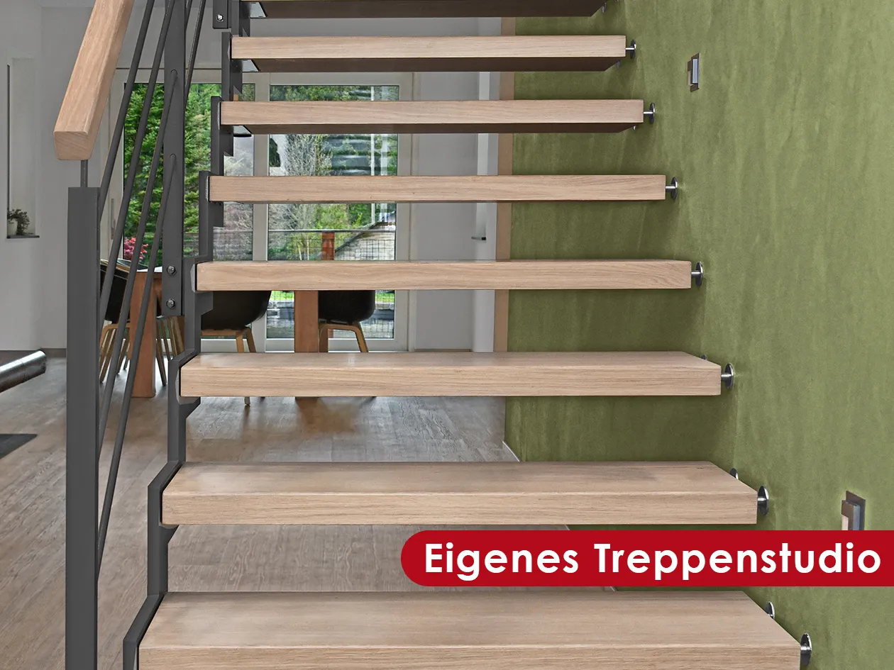 Freitragende Holztreppe im Treppenstudio