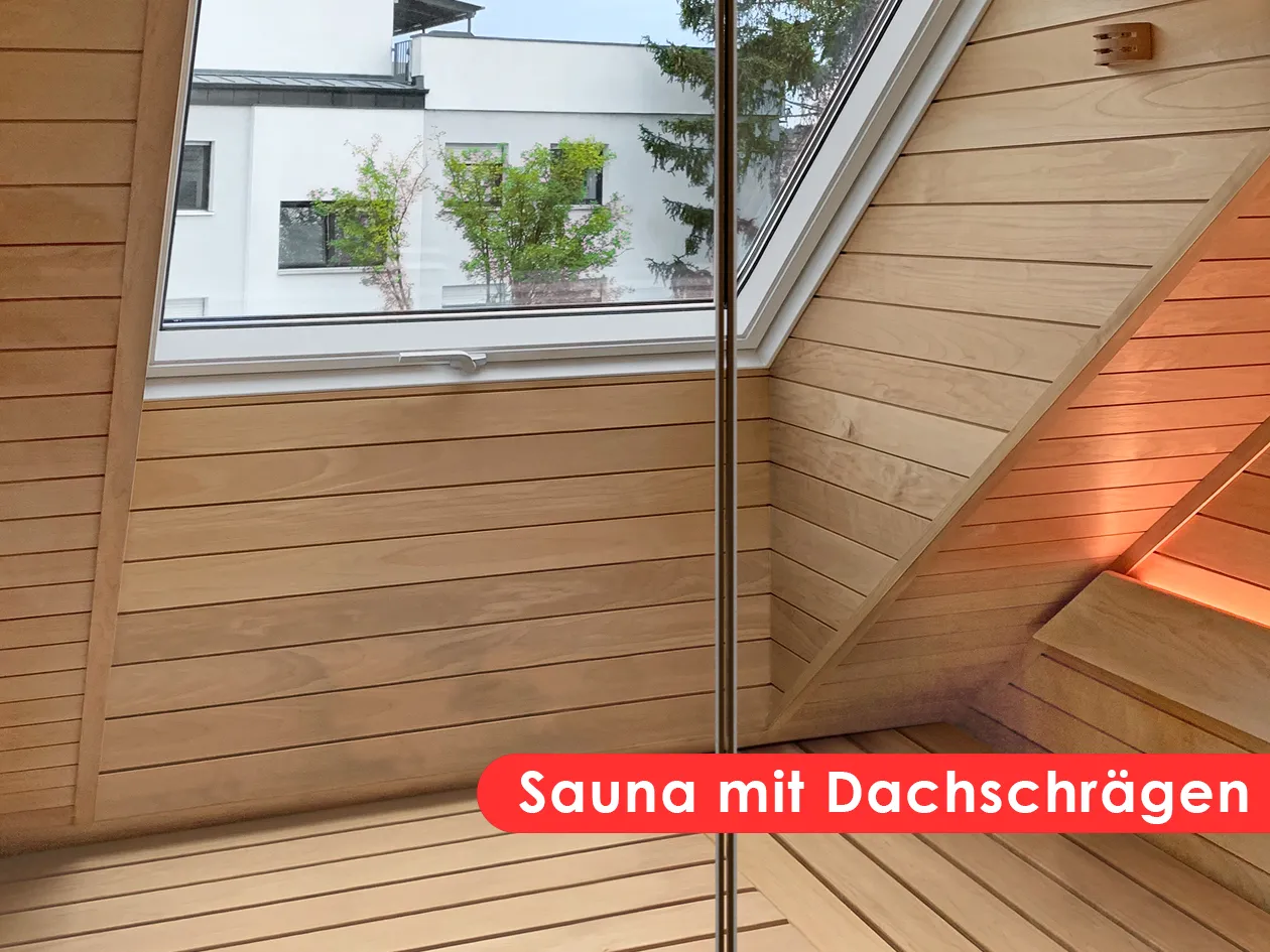 Sauna mit Dachschrägen und Dachfenster